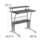 Flash Furniture Bureau d'ordinateur Clifton noir-Étagère inférieure: 13,875 po haut. du sol