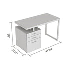 Safdie & Co. 47.25L Bureau - Métal Argent - Taupe Foncé 3 Tirroirs-47.25 long. x 23.25 larg. x 30 haut. (po)
