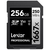 Lexar - Professional carte 1667X SDXC Uhs-II/U3 - 256 Go - Noir-Obtenez des performances à haut débit avec la technologie UHS-II (U3) pour une vitesse de transfert en lecture allant jusqu'à 250 Mo/s