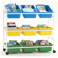 Copernicus – Chariot pour bacs à livres, à niveaux, avec ensemble de bacs Tub standard-Rangement, rangement, rangement ! Trois rangées de bacs profonds vous offrant des possibilités d'organisation illimitées dans la salle de classe ou bibliothèque