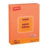 Staples – Papier à copies de couleur Brights, format lettre, 8 1/2 po x 11 po, orange, rame/500-Pour les imprimantes laser et à jet d’encre