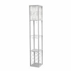 Simple Designs 100 Watt Type A19 ampoule à Base moyenne lampadaire étagère organisateur étagère de rangement et casier à vin-Lampadaire avec étagère de rangement / présentoir, double porte-verres et casier à vin 8 bouteilles