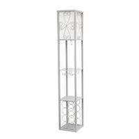 Simple Designs 100 Watt Type A19 ampoule à Base moyenne lampadaire étagère organisateur étagère de rangement et casier à vin-Lampadaire avec étagère de rangement / présentoir, double porte-verres et casier à vin 8 bouteilles