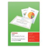 Staples − Pochettes de plastification HeatSeal, format lettre, 3 mil, paquet de 100-Pochettes de plastification au format lettre pour la protection des documents