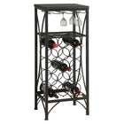 Monarch Specialties - 3347 Bar Maison - Metal Noir Support A Verre Et Bouteille-16,25 long. x 12,5 larg. x 40,5 haut. (po)