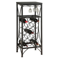 Monarch Specialties - 3347 Bar Maison - Metal Noir Support A Verre Et Bouteille-16,25 long. x 12,5 larg. x 40,5 haut. (po)