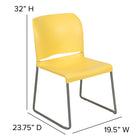 Flash Furniture - Chaise empilable jaune de la série HERCULES d’une dossier complet et base traîneau enduite de poudre grise-Expédie entièrement assemblé