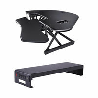 Rocelco - Élévateur de bureau d'angle réglable assis/debout de 46 po avec support pour double écran - Noir-Aucun assemblage requis pour CADR