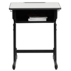 Flash Furniture Bureau d’étudiant avec plateau gris et cadre piédestal noir à hauteur réglable-Bureau populaire des étudiants avec un compartiment ouvert pour livres