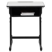Flash Furniture Bureau d’étudiant avec plateau gris et cadre piédestal noir à hauteur réglable-Bureau populaire des étudiants avec un compartiment ouvert pour livres
