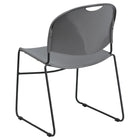 Flash Furniture - Chaise ultra-compacte empilable grise de la série HERCULES avec cadre enduit de poudre noire-Dossier et siège en plastique gris aux contours ergonomiques