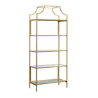 Sauder International Lux Bibliothèque - 5 tablettes - 70.87" H - Finition Satin Gold (421434)-Le Standard - Finition Satin Gold - Métal, Verre