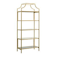 Sauder International Lux Bibliothèque - 5 tablettes - 70.87" H - Finition Satin Gold (421434)-Le Standard - Finition Satin Gold - Métal, Verre