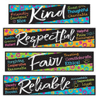 TREND enterprises Inc. Mini ensemble pour babillard avec traits de caractère,  Harmonie de couleurs, 6 pièces-Ensemble de bandes de papier décoratif découpées avec messages de motivation
