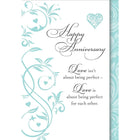 Millbrook Studios – Cartes et enveloppes, Happy Anniversary Love isn’t About Being Perfect, 5 3/8 x 7 3/4 po, 18/pqt (06617)-Imprimées sur papier cartonné non couché