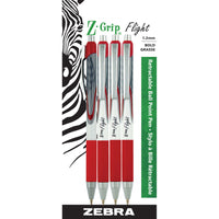 Zebra - Stylos à bille Z-Grip Flight - 1,2 mm - rouge - paquet de 4 (21934)-Encre fluide à faible viscosité