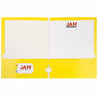 JAM PaperMD – Chemise scolaire à 3 trous et à 2 pochettes, plastifiée et lustrée, jaune, 25/paquet-Capacité : 200 feuilles