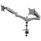DAC MP-207 - Duo PlusMD - Bras ergonomiques doubles pour écran avec base à tige filetée et étau de serrage, argent-Rotation possible des écrans de jusqu'à 69 cm (27 po) pour visualisation à la verticale ou à l'horizontale, soit côte à côte ou dos à dos