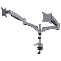 DAC MP-207 - Duo PlusMD - Bras ergonomiques doubles pour écran avec base à tige filetée et étau de serrage, argent-Rotation possible des écrans de jusqu'à 69 cm (27 po) pour visualisation à la verticale ou à l'horizontale, soit côte à côte ou dos à dos