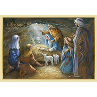 Cartes de Noël, Christmas Blessings (anglais), crèche, paq./18-Toutes les cartes sont enveloppées individuellement avec cellophane