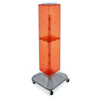 Azar Displays – Présentoir à panneaux perforés emboîtables sur 4 côtés, base carrée, tour, 40 x 8 x 8 po, orange (703388-ORG)-Pivote sur une base carrée à roulettes