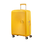 American Tourister - Curio Spinner Grand - Jaune Doré-Fabriqué à 100 % en polypropylène, offrant une durabilité extrême avec une texture qui réduit la visibilité des égratignures