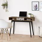 CorLiving - Acerra Table ou bureau d'entrée avec tiroir à motifs abstraits et cubes, bicolore brun et noir-Pieds évasés coniques en bois aux belles finitions en noir massif