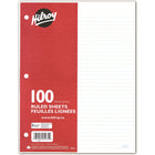 Hilroy - Feuilles mobiles lignées, perforées 3 trous, 10 7/8 po x 8 3/8 po, 100 feuilles, blanches-à réglage de 7mm, 10-7/8 po x 8-3/8 po