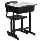 Flash Furniture Bureau et chaise d’étudiant à hauteur réglable avec cadre piédestal noir-Cadre noir