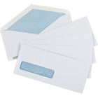 Staples - Enveloppes de sécurité nº 10 à fenêtre avec rabats gommés, 4 1/8 po x 9 1/2 po, 24 lb, blanc, paquet de 500-Enveloppe avec extrémité ouverte et rabat gommé activé par l'humidité pour garantir une bonne fermeture
