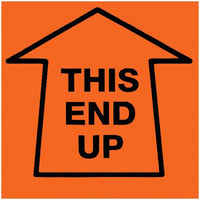 SPC - Étiquette Adhésive "This End Up" Avec Flèche - 2 po x 2 po - Noir sur Rouge Fluorescentes - Paquet de 500-Étiquette adhésive "This End Up" 