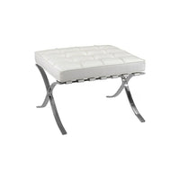Nicer Furniture - pouf Pavilion - blanc-Recouvert à 100 % de cuir véritable à l’avant et de cuir reconstitué à l’arrière, très souple et flexible