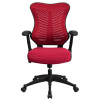 Flash Furniture – Fauteuil de bureau BLZP806BY à dossier haut en maille, accoudoirs réglables, bourgogne-Chaise de bureau contemporaine