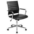 Flash Furniture Chaise De Bureau Pivotante Exécutive Nervurée Leathersoft-Noir (BT20595M1BK)-Rembourrage LeatherSoft noir