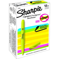 Surligneurs Sharpie genre stylo à encre liquide, pointe  biseautée – jaune – Paquet de 12-Encre SMEAR GUARD spécialement conçue pour éviter les bavures.