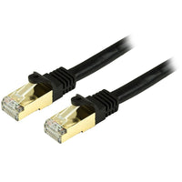 StarTech.com - Câble de raccordement Ethernet Cat6 blindé, 4 pi, noir (C6ASPAT4BK)-Protège vos données contre le bruit, les interférences radio et les perturbations électromagnétiques