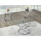 Brassex – Ensemble de 3 tables à café, argent 8246-13-Surface en verre trempé