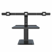 Rocelco - Station de travail à trois moniteurs à hauteur réglable avec port de charge USB - Noir-Un rehausseur de bureau avec bras pour écran triple vous permet de passer confortablement de la position assise à la position debout en quelques secondes