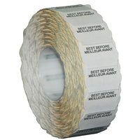 Meto – Étiquettes blanches Best Before/Meilleur avant 822, 1 ligne, 1500/RL, 14 rouleaux/paq-Bords ondulés conçus pour attirer l’attention du client