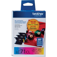 Brother – Cartouches d'encre couleur LC71, paquet combiné (LC713PKS)-Une cartouche d'encre de chacune des couleurs suivantes : cyan, magenta et jaune  