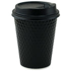 Gobelets à Double Paroi Ondulée (inclus Couvercle) - 10oz - Diamant Noir - Paquet de 100-Servez vos boissons chaudes et froides avec confiance