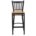 Flash Furniture - Tabouret de bar de la série HERCULES en métal noir à dossier vertical - siège en bois naturel-Ensemble de 2 tabourets de bar en métal pour la salle à manger