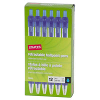 Staples - Stylos Clicker confortables - pointe fine - bleu - paquet de 864-Pointe de stylo à bille