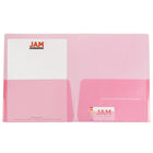 JAM Paper Chemise de plastique transparente à 2 pochettes, poids normal, 9 x 12 po, rouge, 12/paq.-2 pochettes