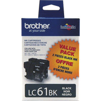 Brother – Cartouches d'encre noire LC61 Innobella, paquet de 2-Comprend 2 cartouches d'encre à imprimante noire