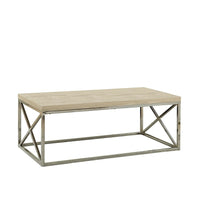 Monarch Specialties - 3208 Table De Salon - Bois Naturel Avec Metal Chrome-Avec son fini dâ€™allure de bois vieilli naturel, cette table cocktail donne un style exceptionnel à nâ€™importe quelle pièce