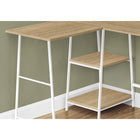 Monarch Specialties - 7597 Bureau 48 po L - Dessus Naturel De Coin/Metal Blanc-Idéal pour les plus petits espaces de travail nécessitant du rangement, ce bureau à 3 niveaux ouverts. Finition sur tous les côtés pour un placement polyvalent dans votre bureau à domicile