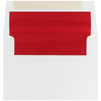 JAM Paper Enveloppes A7, blanches à revers rouge, 250/paquet-Enveloppes en papier blanc à revers rouge