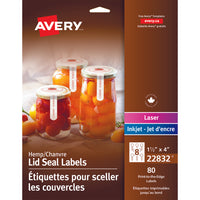 Avery - Étiquettes pour sceller les couvercles - 1-1/2po x 4po - 80 Étiquettes-Étiquettes chanvre, seau de couvercles