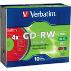 Verbatim - CD-RW 700 Mo 2x - 4x DataLifePlus avec surface colorée et étui apparié, variés, paq./10-Vitesse de réinscription de 2x - 4x, idéal pour enregistrement drag and drop à l'aide d'un logiciel packet comme DirectCD